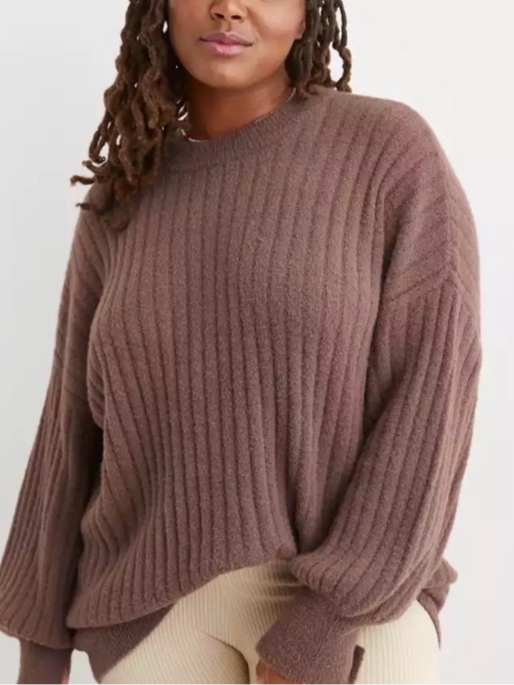 Aerie Buttercream Oversized Crew Sweater size M